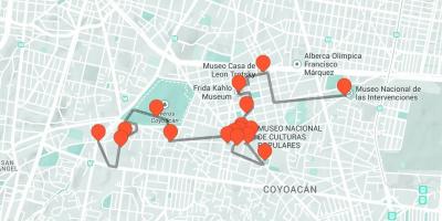 地图上的墨西哥城市徒步旅行