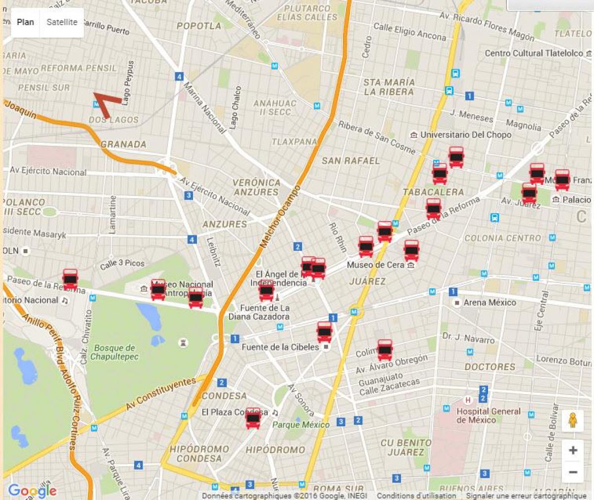 turibus墨西哥城的路线图