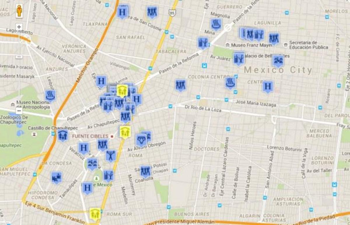同性恋墨西哥城的地图