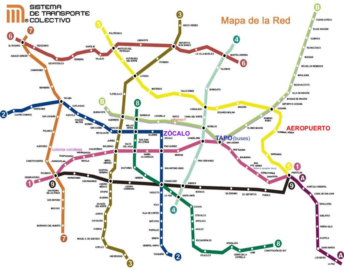 墨西哥城的火车的地图