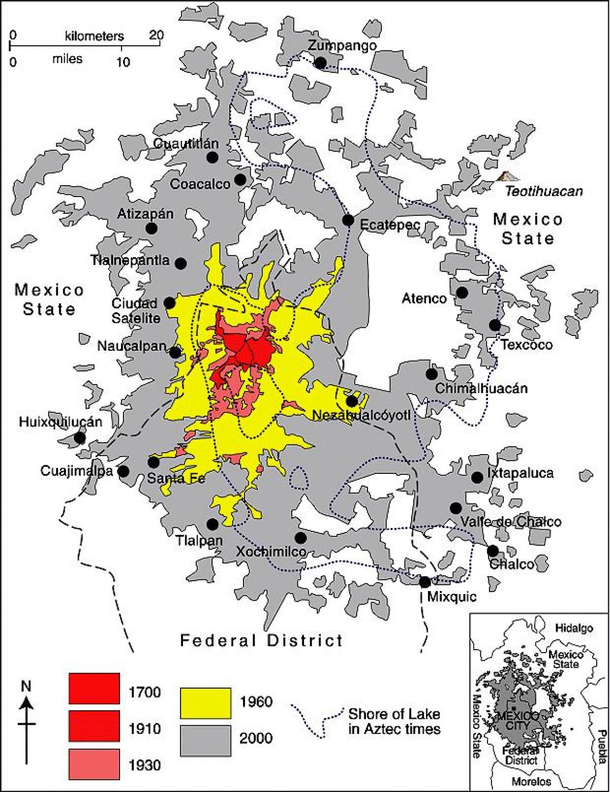 地图上的墨西哥城区