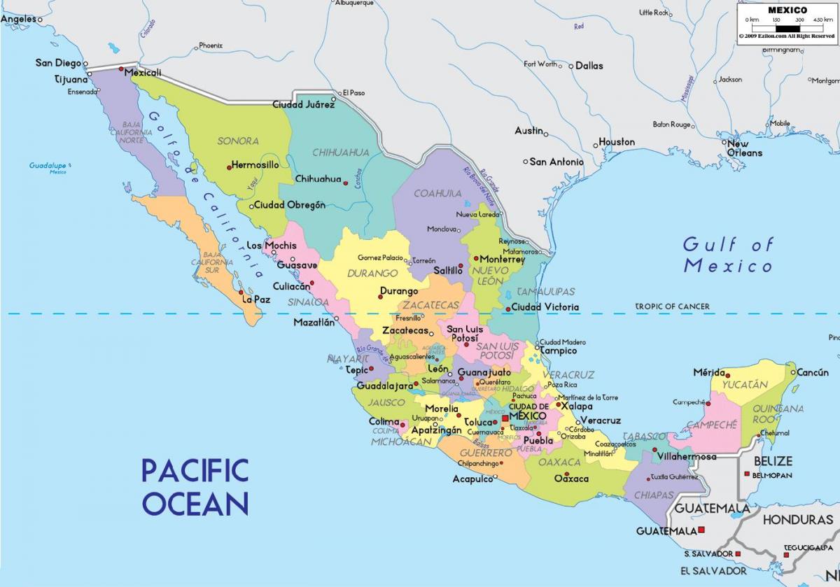 地图墨西哥城的状态