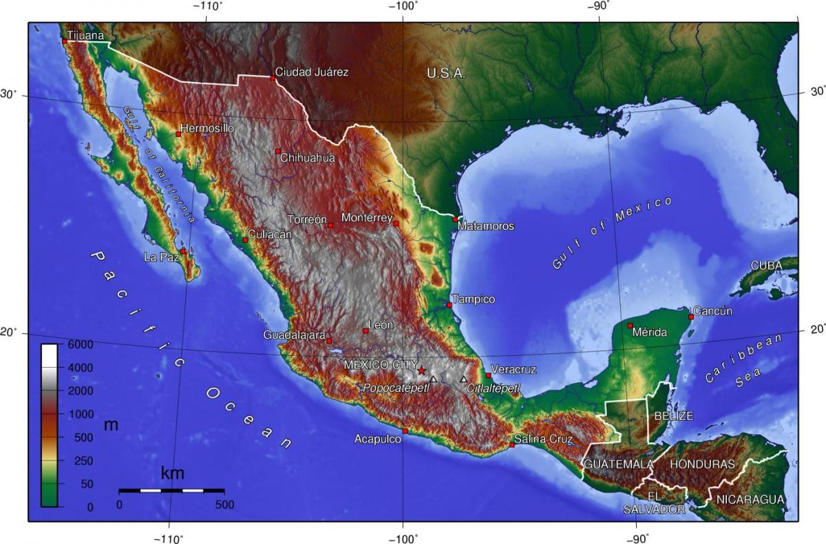 墨西哥城的地形图