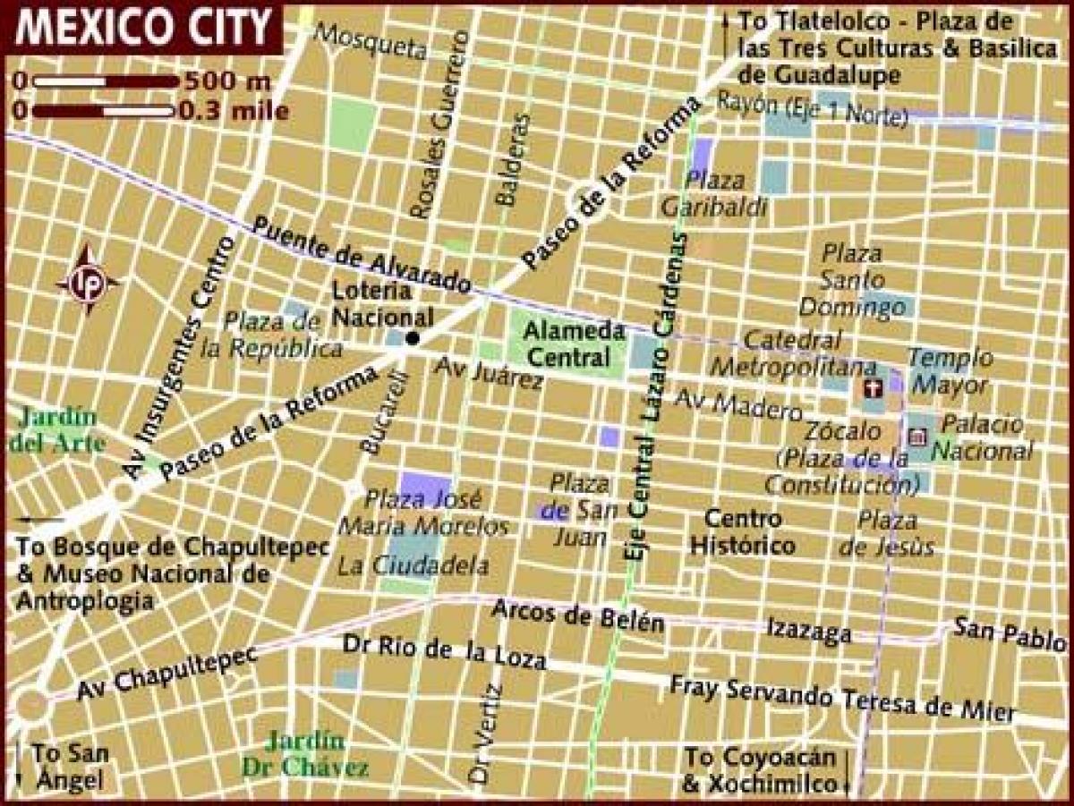 历史中心墨西哥城的地图