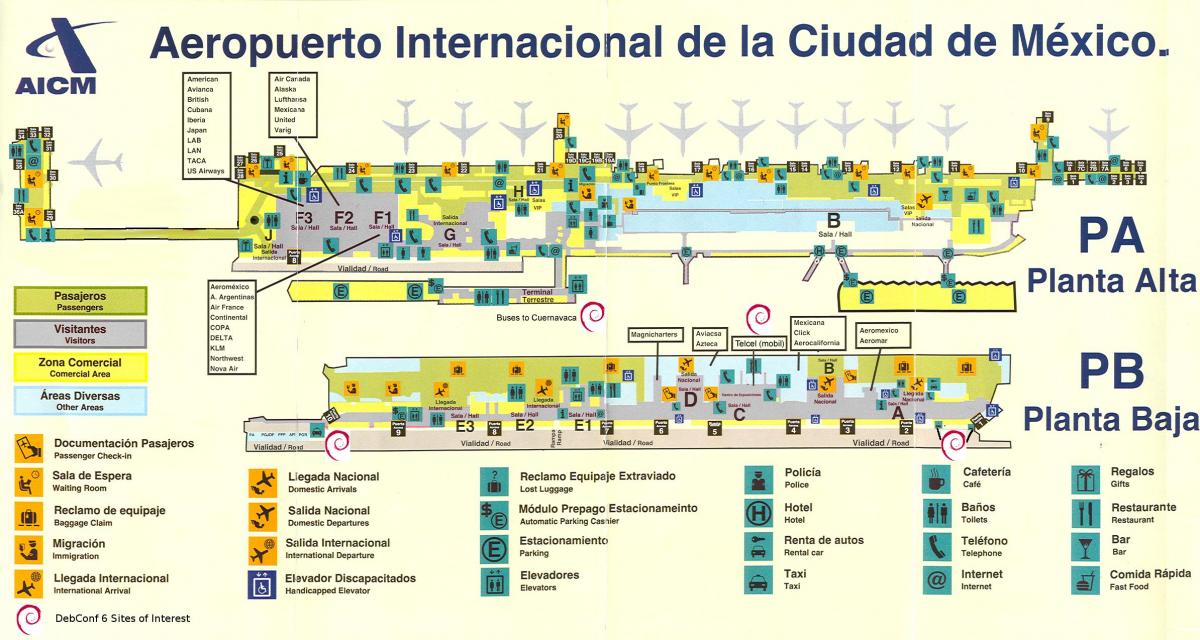 墨西哥城国际机场的地图