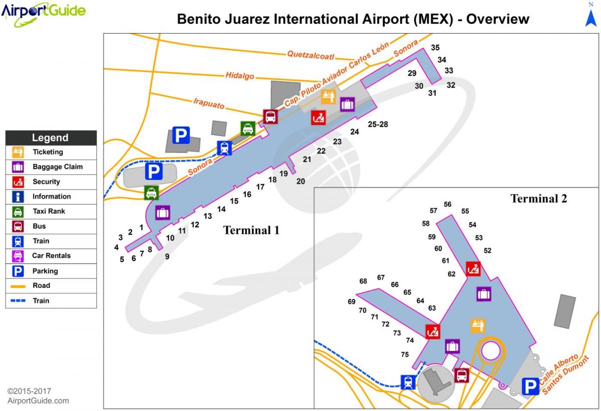 墨西哥的城市机场的栅地图